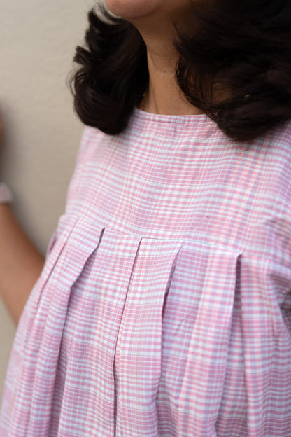 Checkered Sleeveless Top Pink