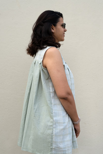 Checkered Sleeveless Top Sage