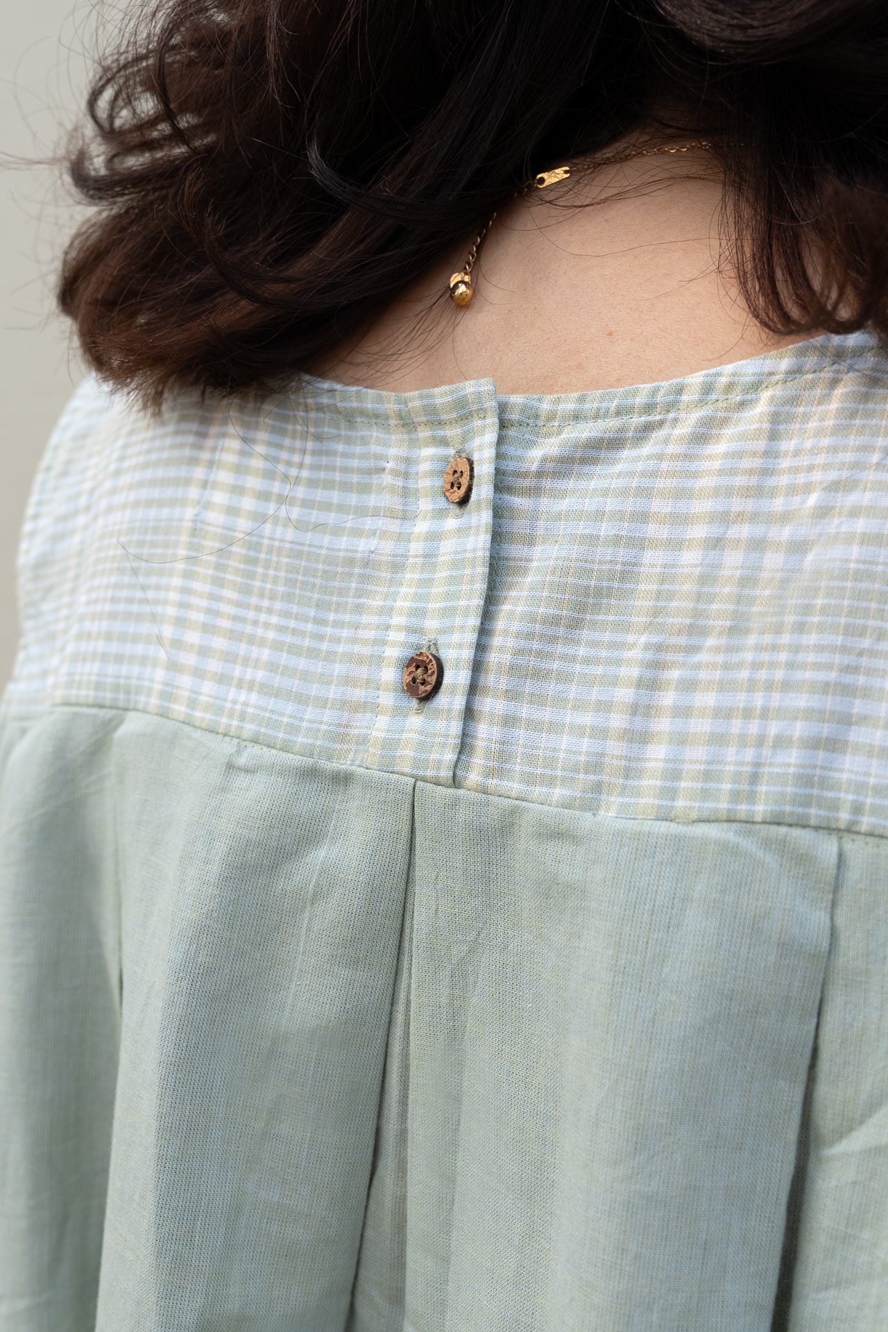 Checkered Sleeveless Top Sage