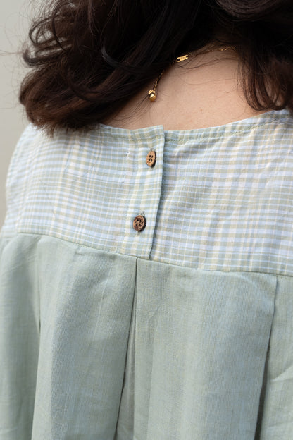 Checkered Sleeveless Top Sage