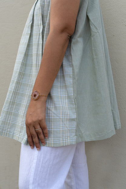 Checkered Sleeveless Top Sage