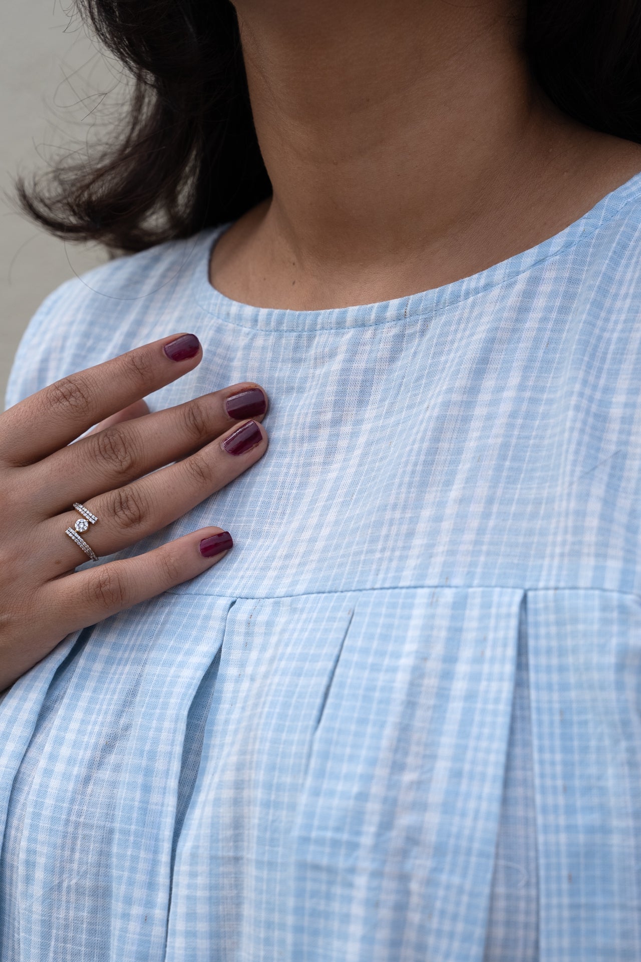 Checkered Sleeveless Top Blue
