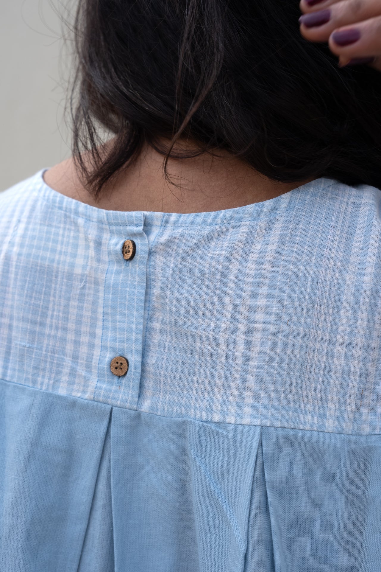 Checkered Sleeveless Top Blue
