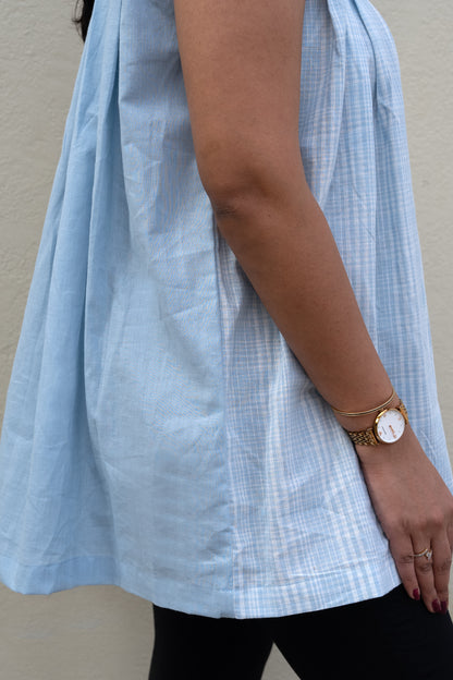 Checkered Sleeveless Top Blue