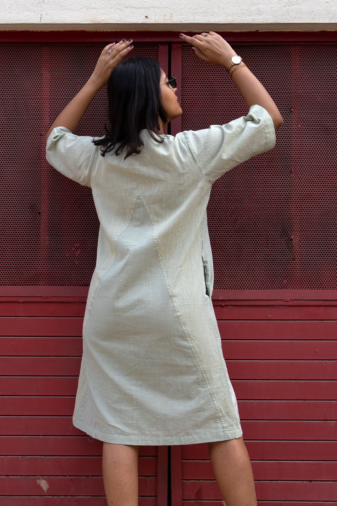 Criss Cross Knee Dress Sage