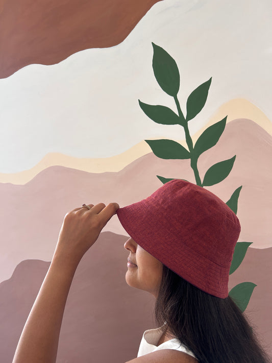 Reversible Bucket Hat – Deep Wine & Rust  wine