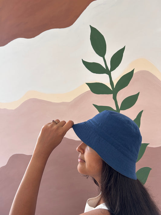 Reversible Bucket Hat –Indigo & Grey