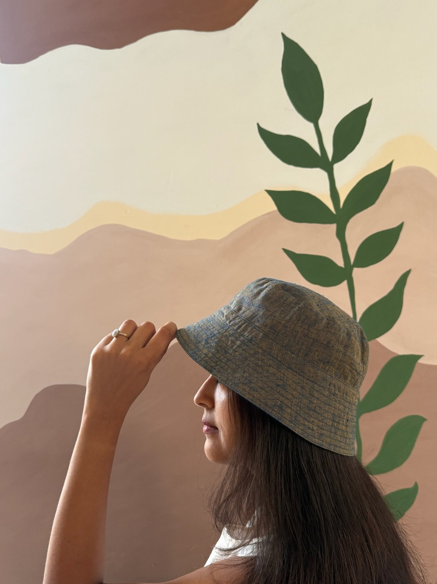 Reversible Bucket Hat–Teal Blue & Grey Blue