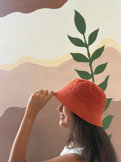 Reversible Bucket Hat – Mustard yellow & Rust orange