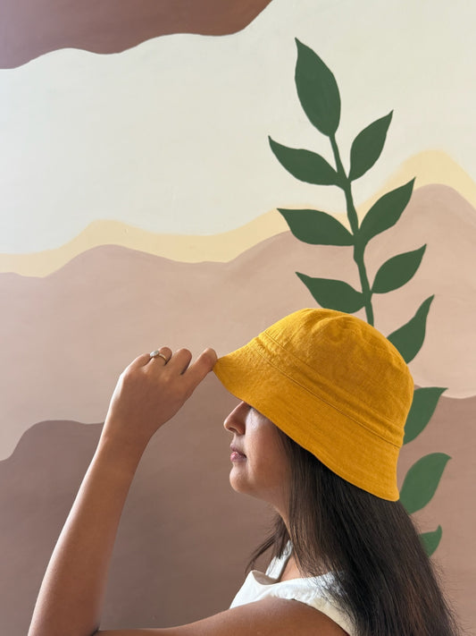 Reversible Bucket Hat – Mustard yellow & Rust orange