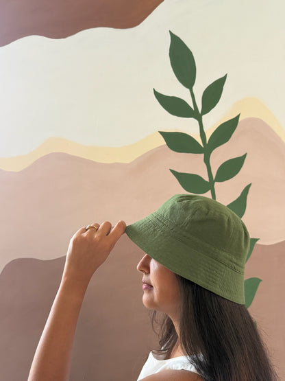 Reversible Bucket Hat – Olive green & Rust green