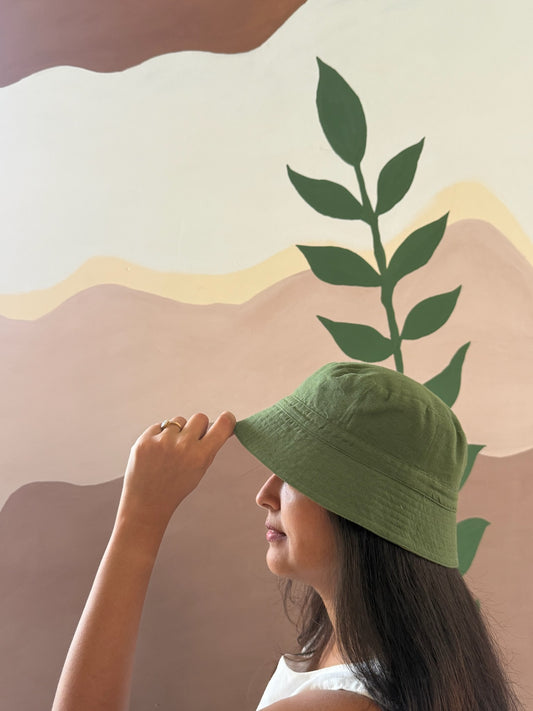 Reversible Bucket Hat – Olive green & Rust green