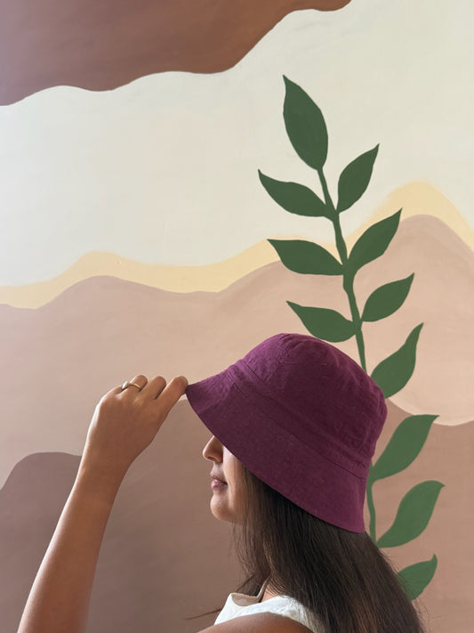 Reversible Bucket Hat – Deep Wine & Yellow wine