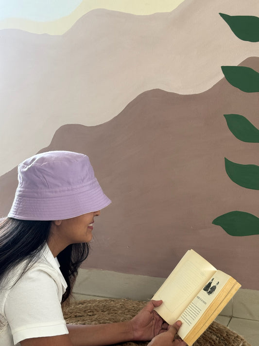 Reversible Bucket Hat – Lavender & White