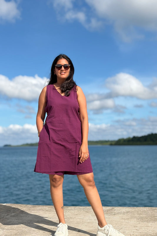 Twilight Dress With Shorts Set - Wine