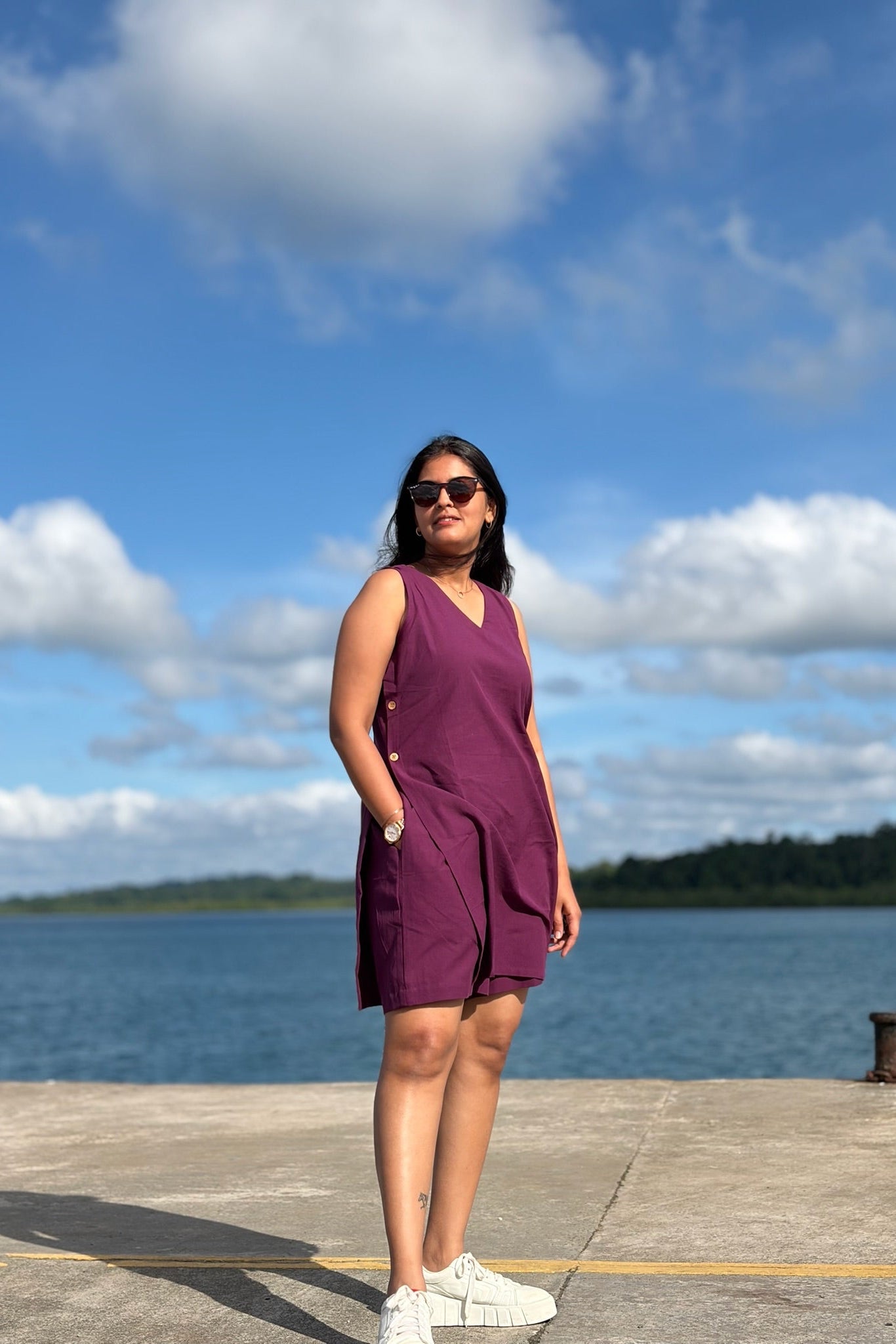 Twilight Dress With Shorts Set - Wine