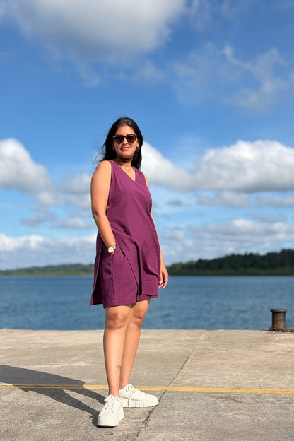 Twilight Dress With Shorts Set - Wine