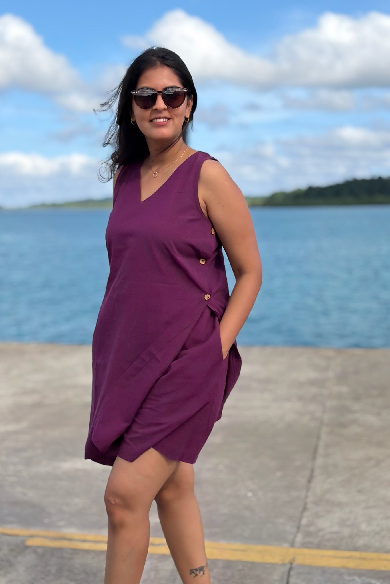 Twilight Dress With Shorts Set - Wine