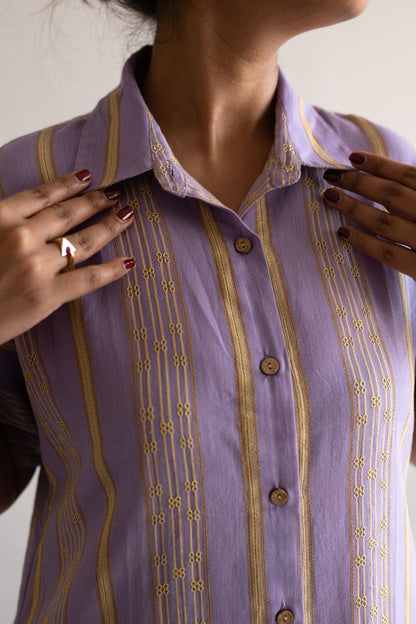 Lilac Striped Shirt Dress