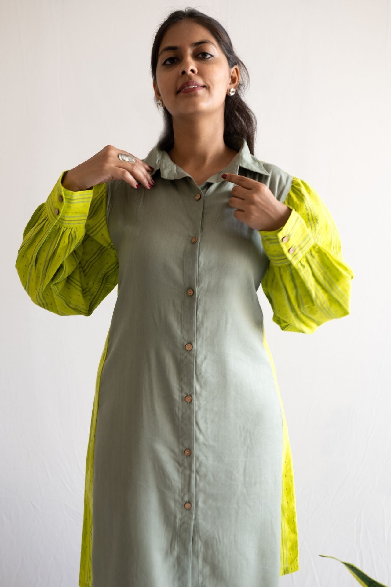 Lime Tie Shirt Dress