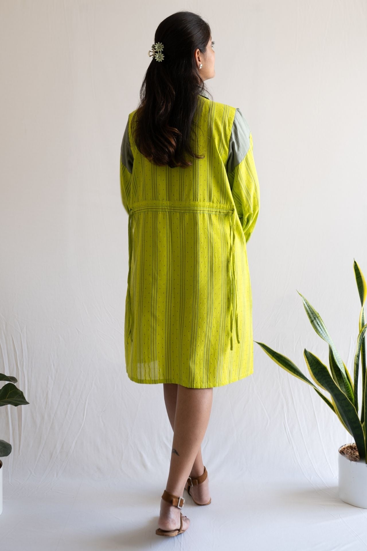 Lime Tie Shirt Dress