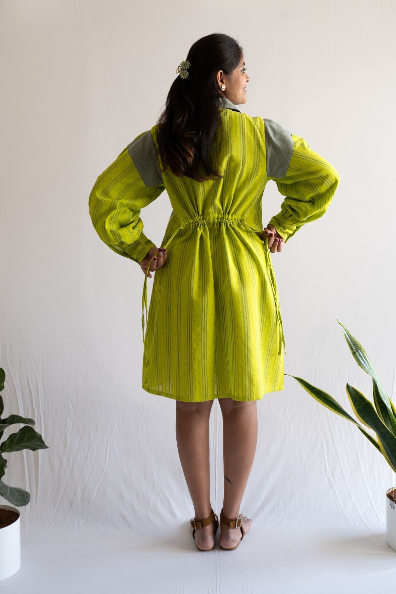 Lime Tie Shirt Dress
