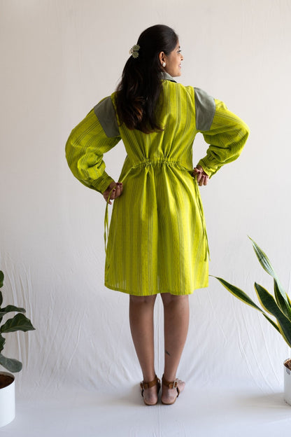 Lime Tie Shirt Dress