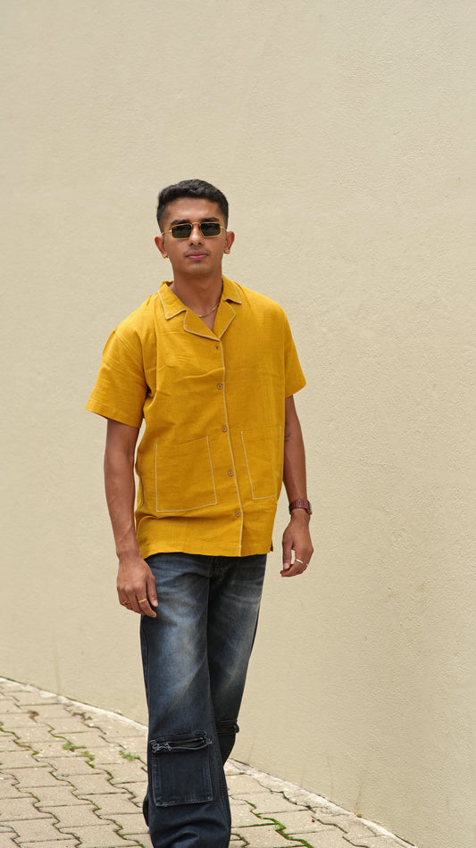 Half Sleeve Summer Shirt - Mustard