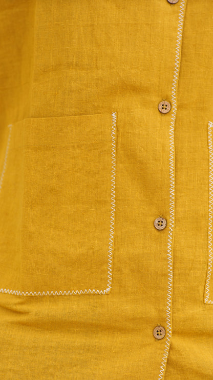 Half Sleeve Summer Shirt - Mustard