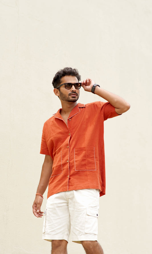 Half Sleeve Summer Shirt - Rust