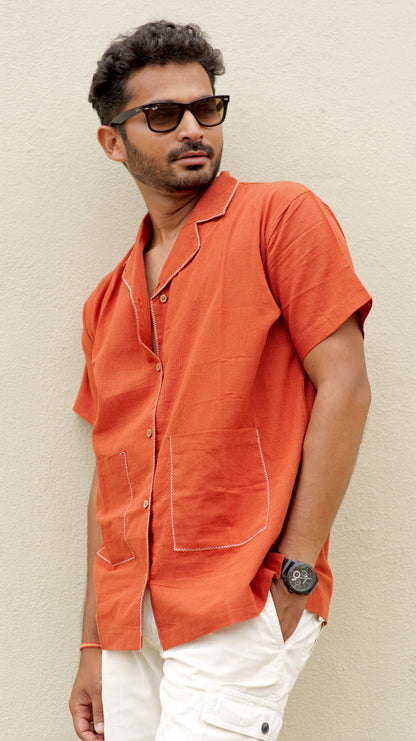Half Sleeve Summer Shirt - Rust