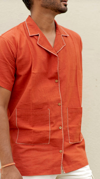 Half Sleeve Summer Shirt - Rust