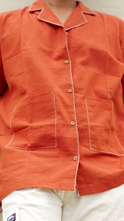 Half Sleeve Summer Shirt - Rust