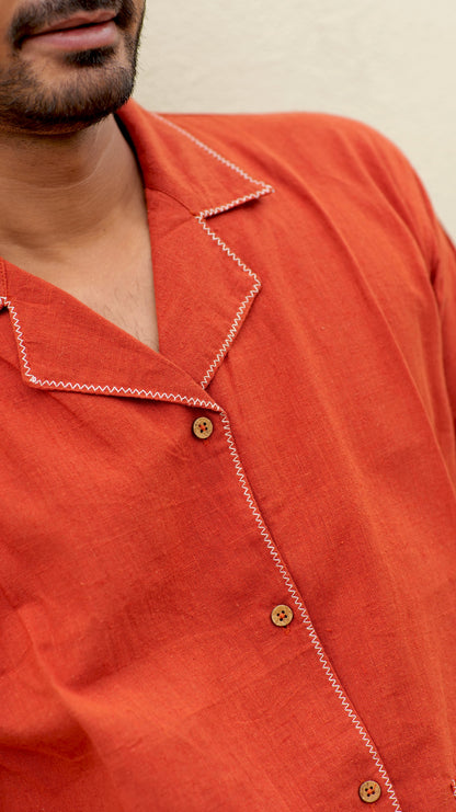 Half Sleeve Summer Shirt - Rust