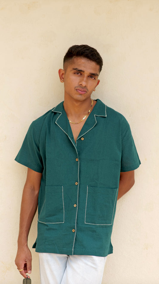 Half Sleeve Summer Shirt - Bottle Green