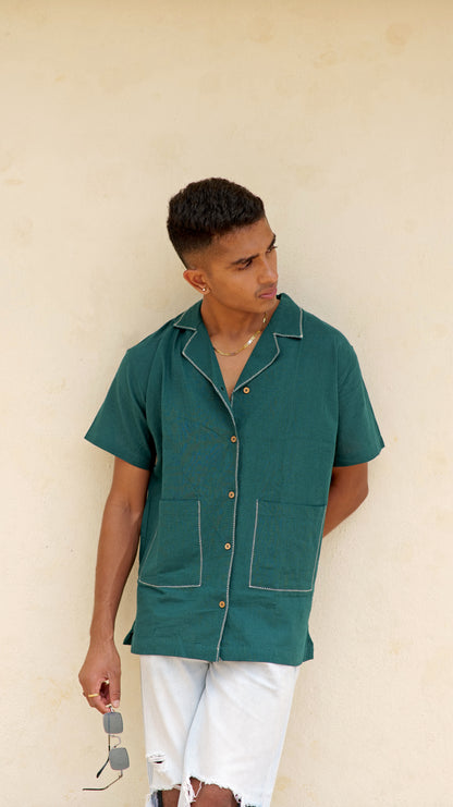 Half Sleeve Summer Shirt - Bottle Green
