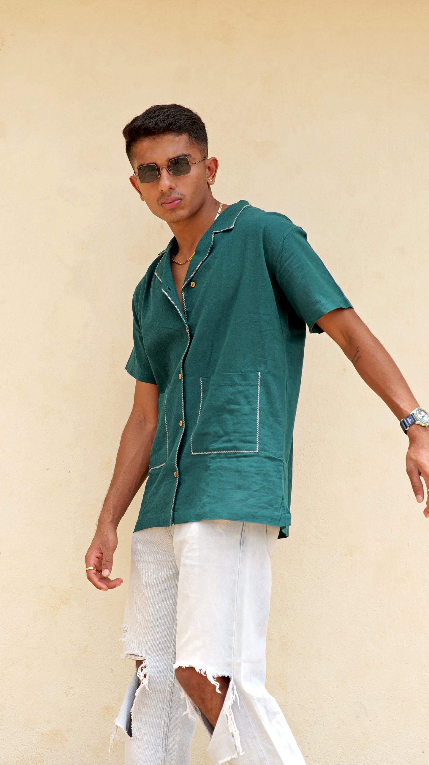 Half Sleeve Summer Shirt - Bottle Green