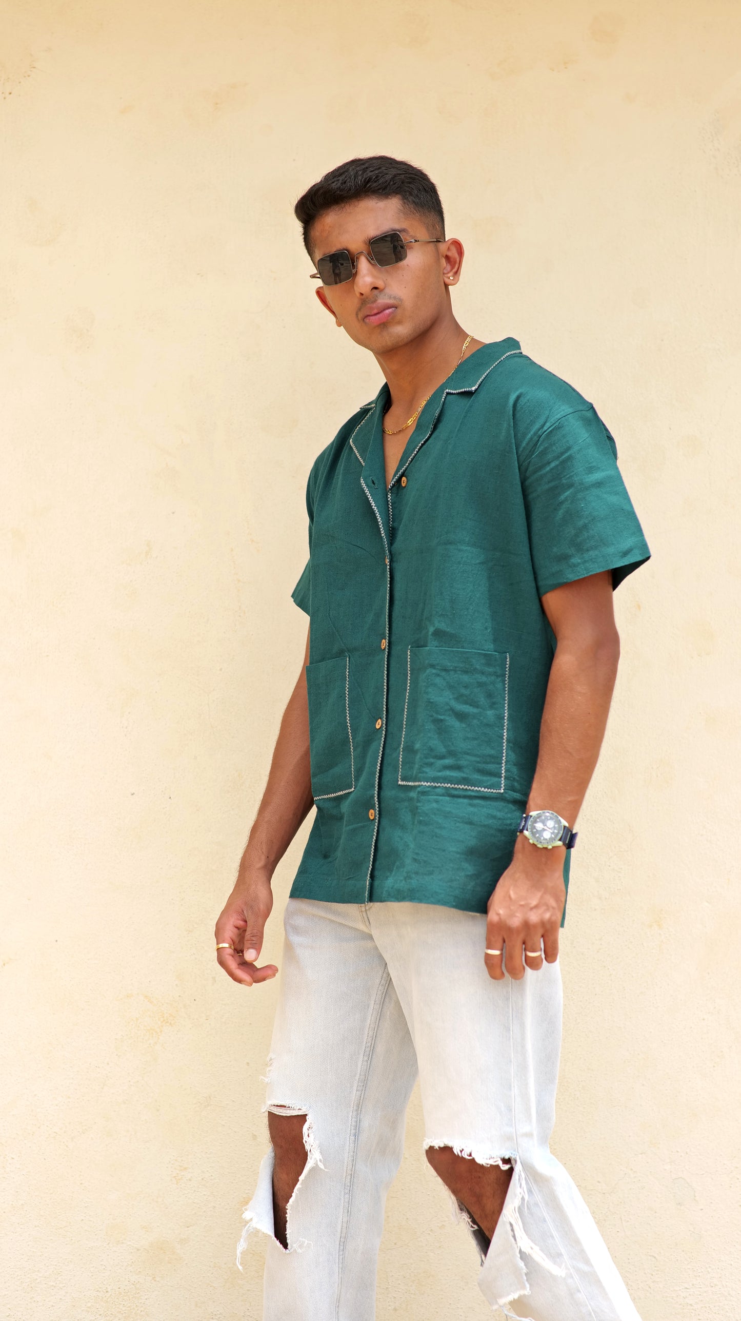 Half Sleeve Summer Shirt - Bottle Green