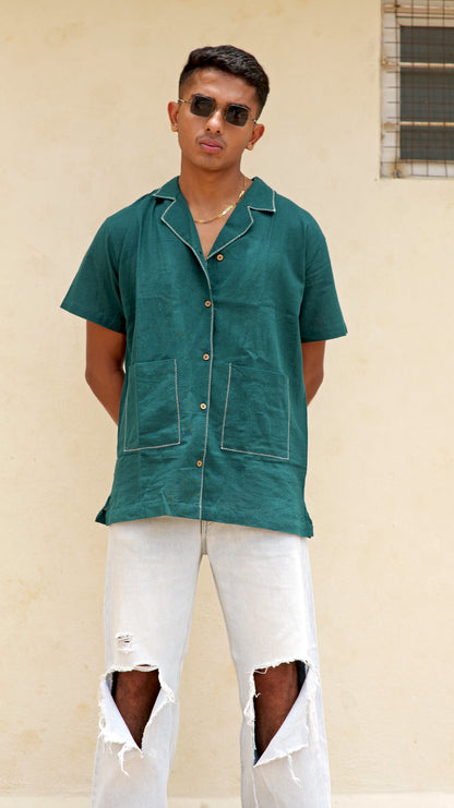 Half Sleeve Summer Shirt - Bottle Green