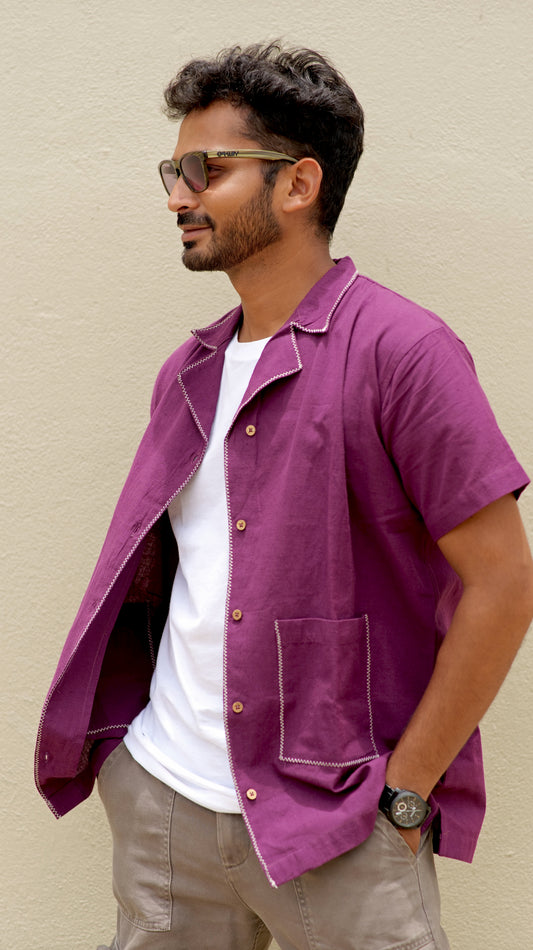 Half Sleeve Summer Shirt - Wine