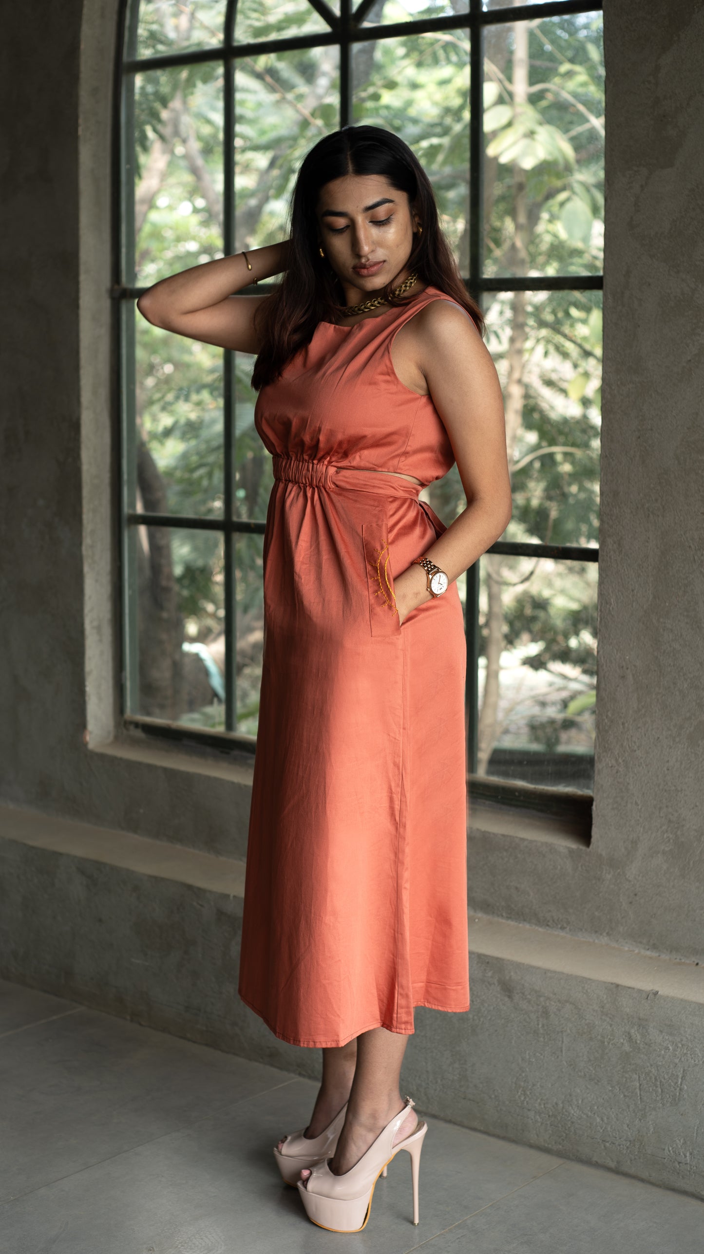 Side Slit Sunny Dress - Orange