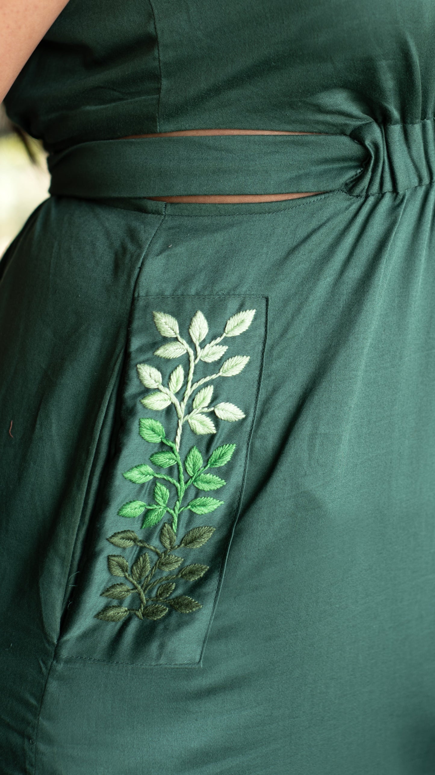 Side Slit Forest Dress - Green