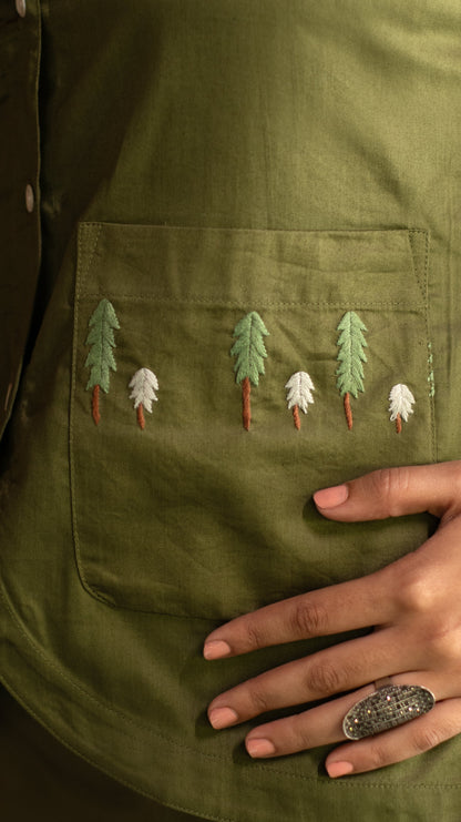 Vest Skirt Trees Set - Olive Green