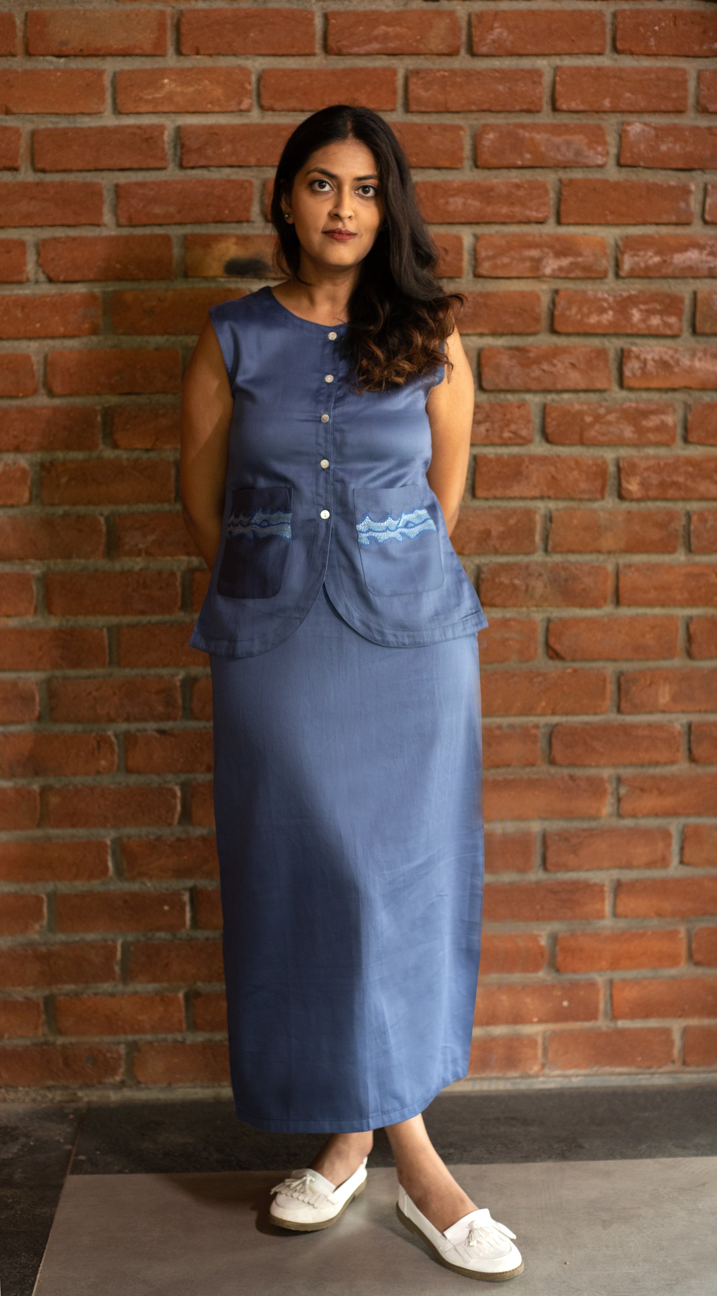 Vest Skirt Waves Set - Blue