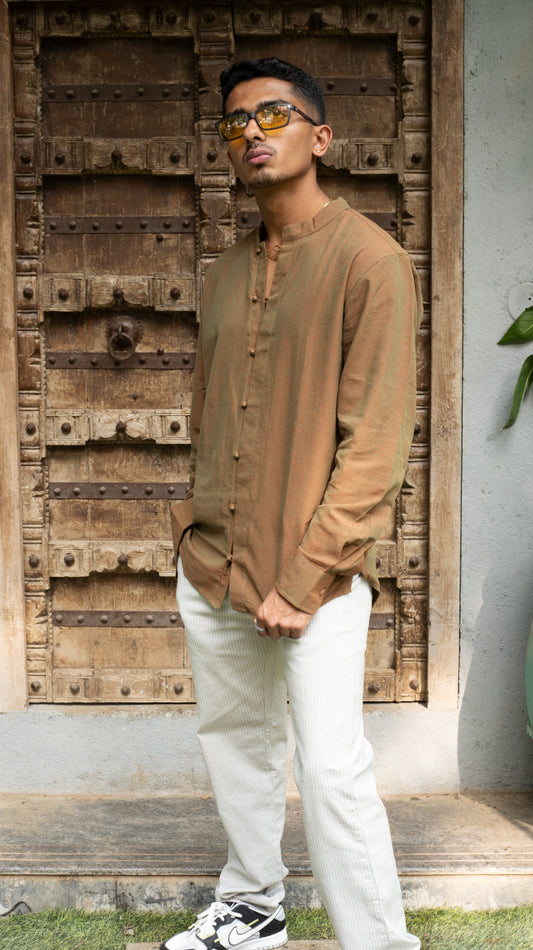 Full Sleeve Kurta Shirt - Rust