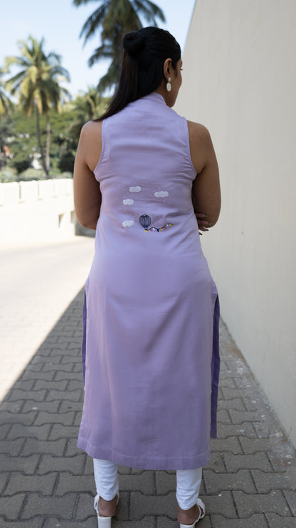 Long Slit Parachute Top - Lavender