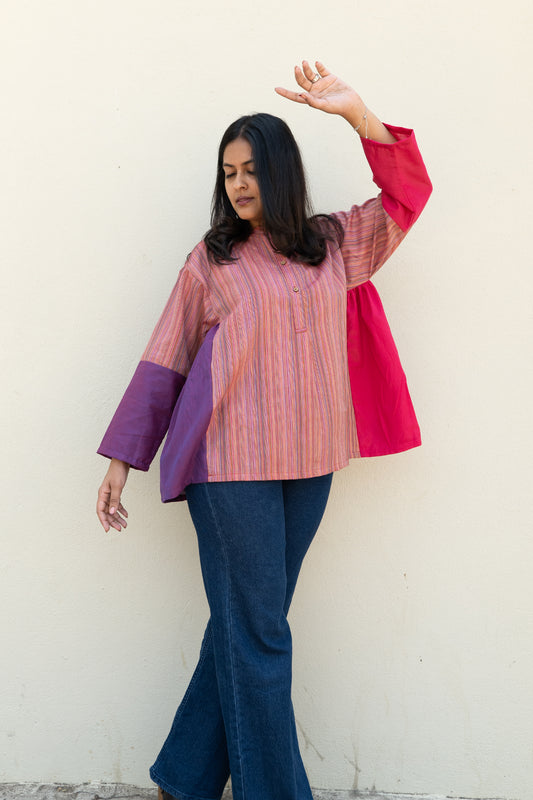 Stripe Solid Top Pink Purple
