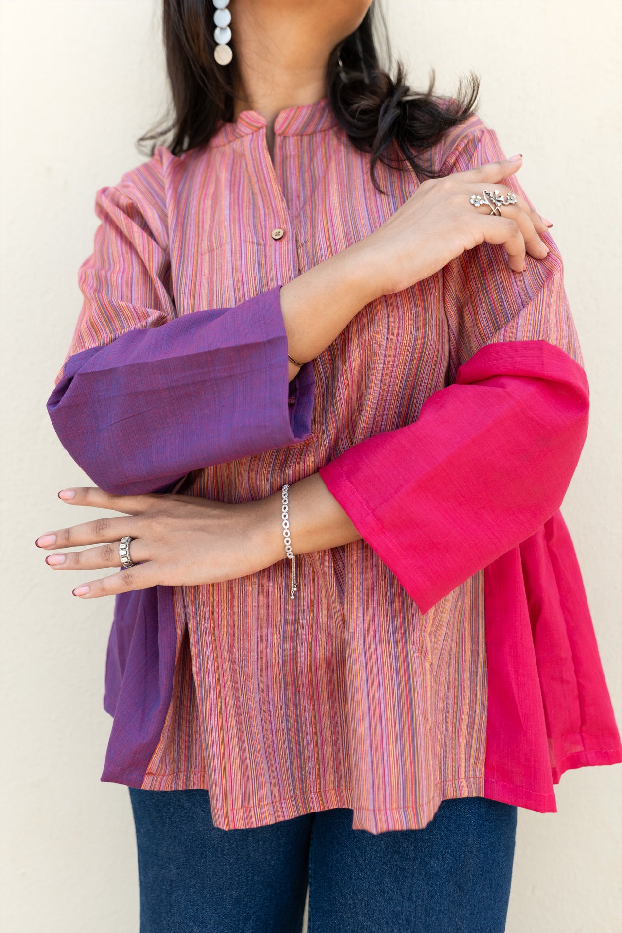 Stripe Solid Top Pink Purple