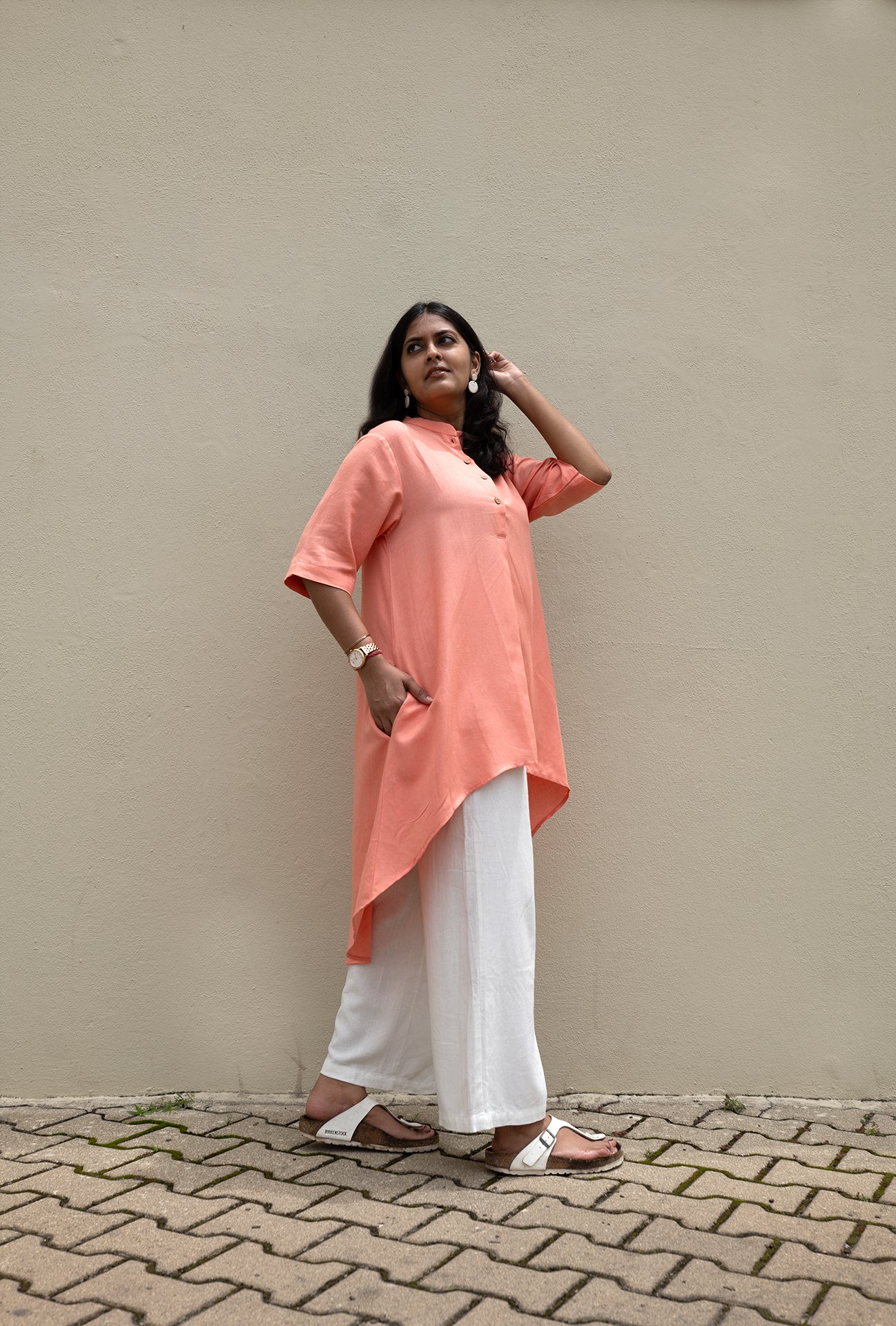 Peach High-Low Tunic