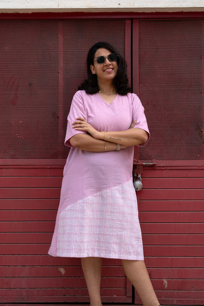 Criss Cross Knee Dress Pink